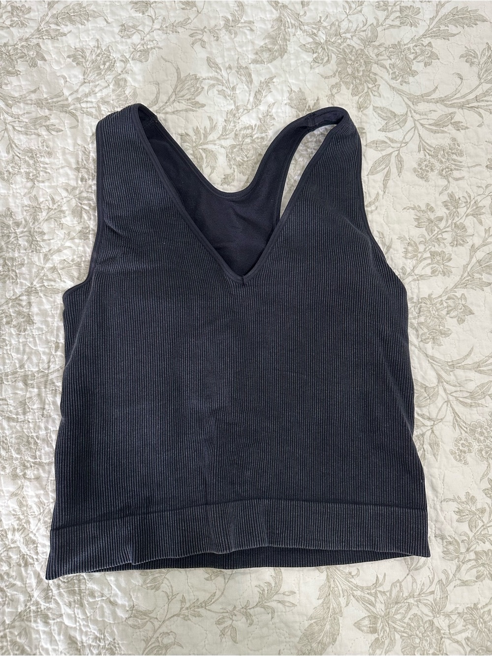 JoyLab Black Ribbed V-Neck Athletic Top